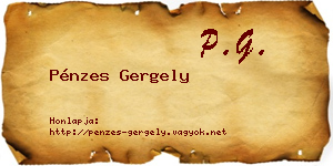 Pénzes Gergely névjegykártya