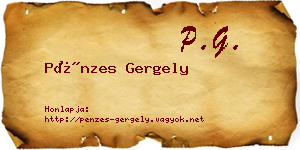 Pénzes Gergely névjegykártya